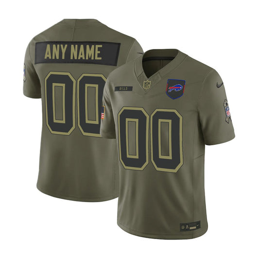 Men's Buffalo Bills Custom Nike Olive 2025 Salute to Service Retired Limited Jersey