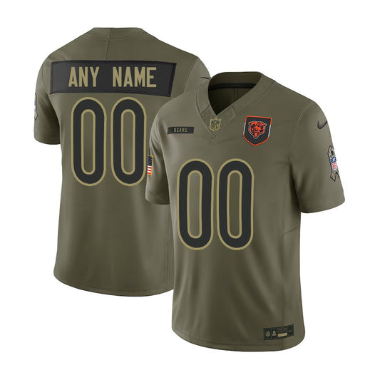Men's Chicago Bears Custom Nike Olive 2025 Salute to Service Retired Limited Jersey