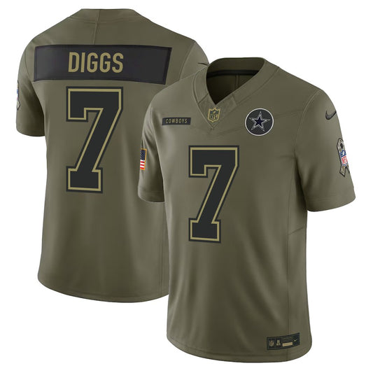 Men's Dallas Cowboys #7 Trevon Diggs Nike Olive 2025 Salute to Service Retired Limited Jersey