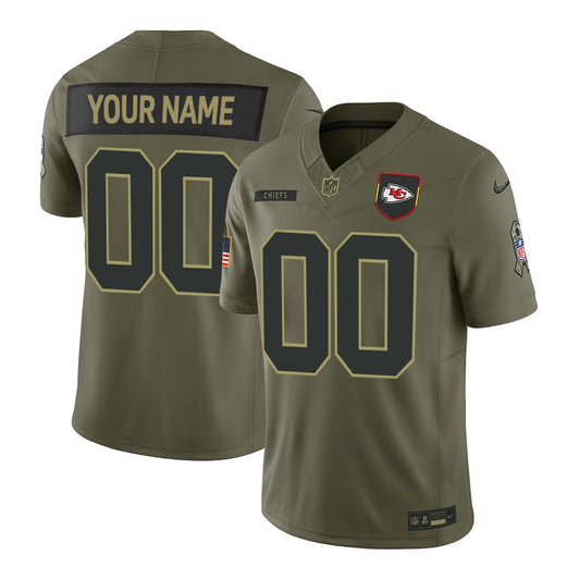 Men's Kansas City Chiefs Custom Nike Olive 2025 Salute to Service Retired Limited Jersey