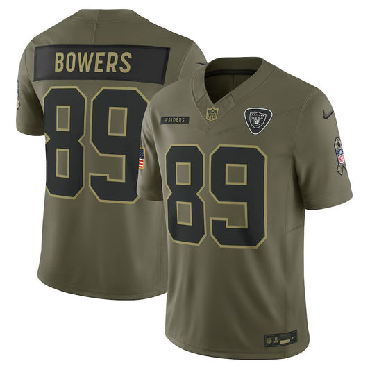 Men's Las Vegas Raiders #89 Brock Bowers Nike Olive 2025 Salute to Service Limited Jersey