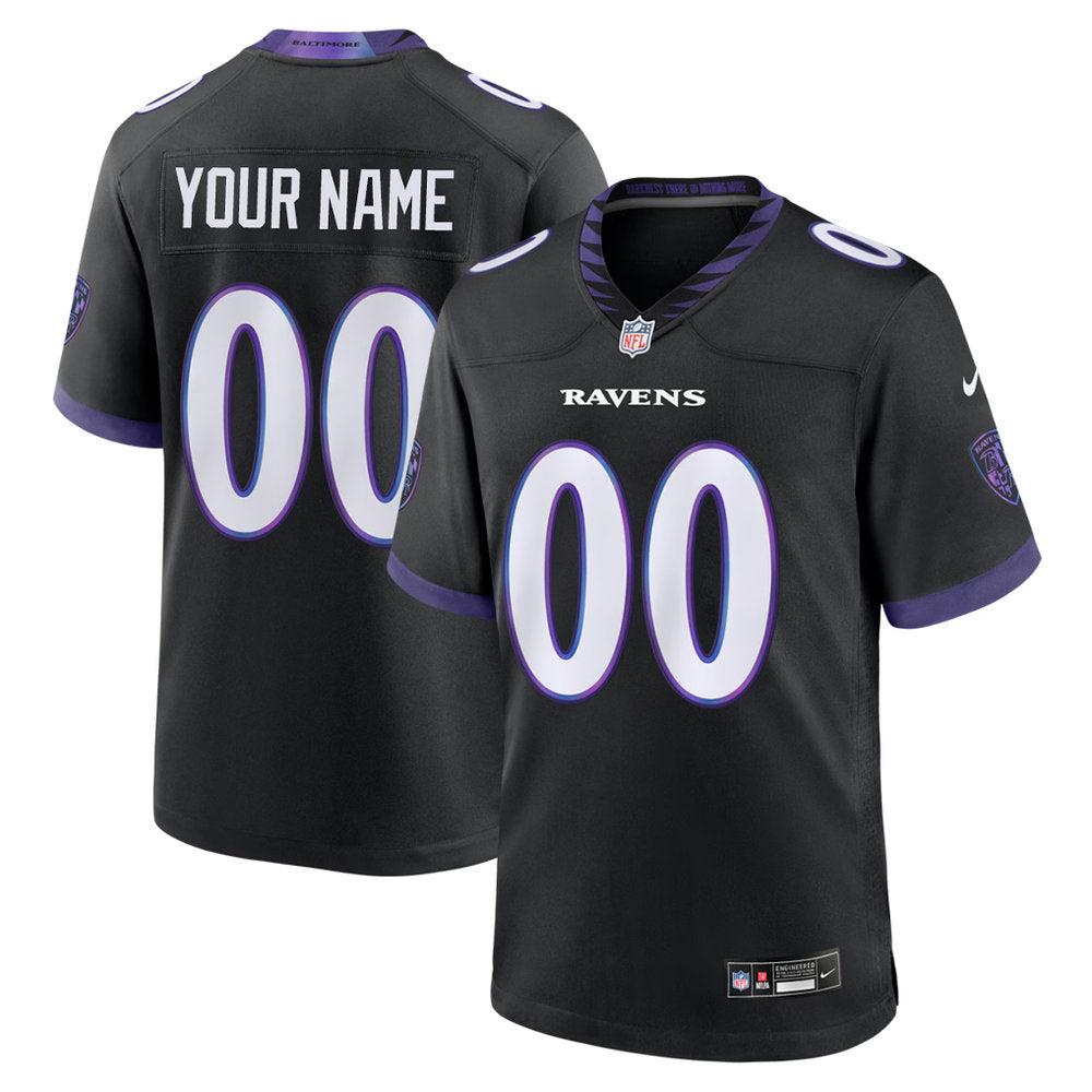 Men's Baltimore Ravens Nike Black Alternate Game Custom Jersey