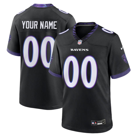 Men's Baltimore Ravens Nike Black Alternate Game Custom Jersey