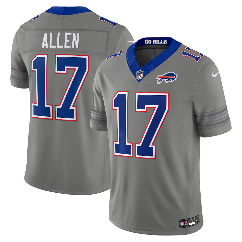 Men's Buffalo Bills #17 Josh Allen Nike Gray Nickel City Vapor F.U.S.E. Limited Jersey