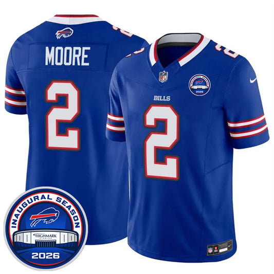 Men's Buffalo Bills #2 D.J. Moore 2026 Inaugural Season at Highmark Stadium Patch Vapor F.U.S.E. Limited Jersey