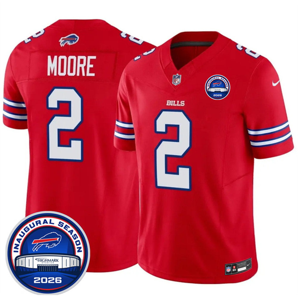 Men's Buffalo Bills #2 D.J. Moore 2026 Inaugural Season at Highmark Stadium Patch Vapor F.U.S.E. Limited Jersey