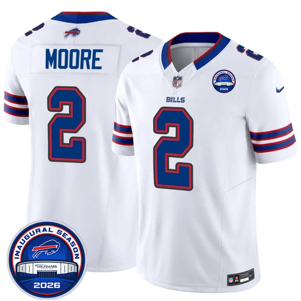 Men's Buffalo Bills #2 D.J. Moore 2026 Inaugural Season at Highmark Stadium Patch Vapor F.U.S.E. Limited Jersey