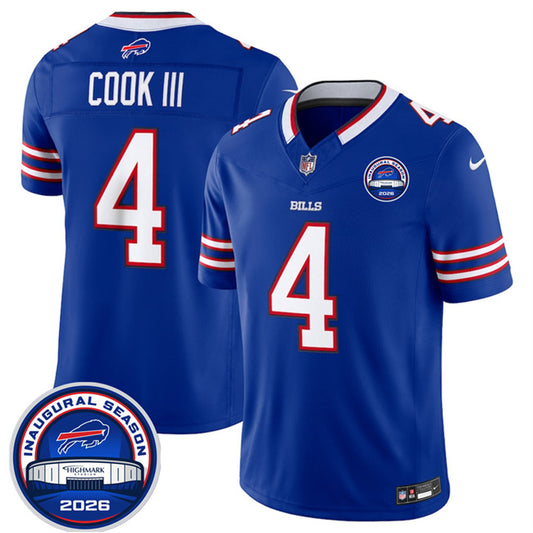 Men's Buffalo Bills #4 James Cook III 2026 Inaugural Season at Highmark Stadium Vapor F.U.S.E. Limited Jersey
