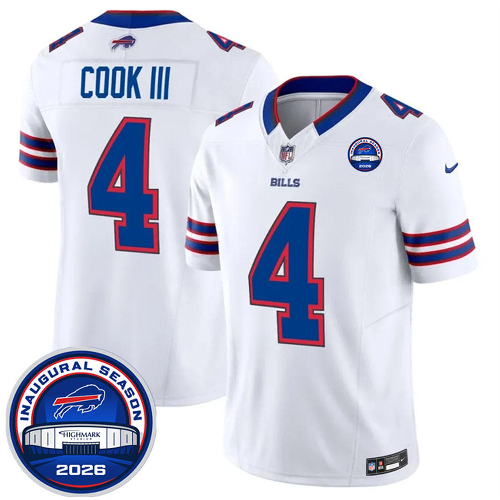 Men's Buffalo Bills #4 James Cook III 2026 Inaugural Season at Highmark Stadium Vapor F.U.S.E. Limited Jersey