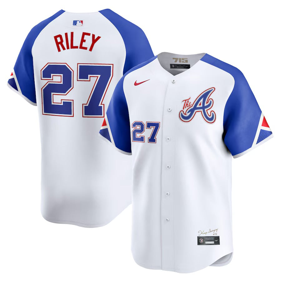 Nike Men's Atlanta Braves #27 Austin Riley Shite City Connect Replica Player Jersey