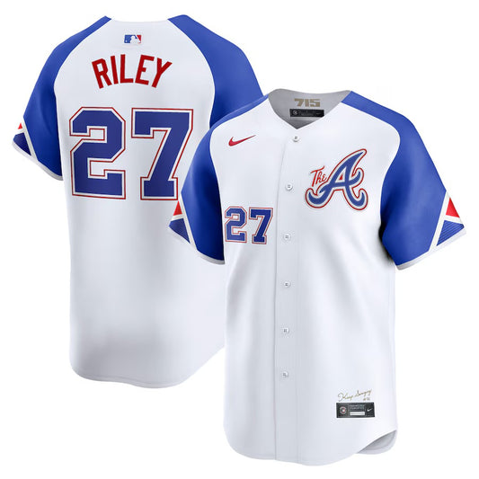 Nike Men's Atlanta Braves #27 Austin Riley Shite City Connect Replica Player Jersey