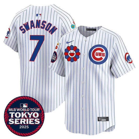 Nike Men's Chicago Cubs #7 Dansby Swanson White Tokyo 2025 Jersey