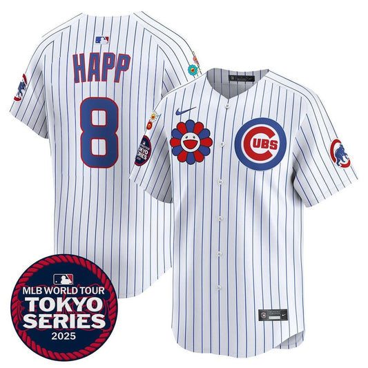 Nike Men's Chicago Cubs #8 Ian Happ White Tokyo 2025 Jersey