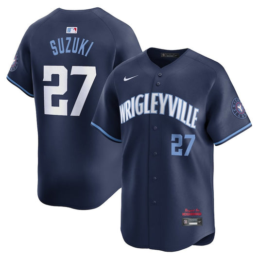 Nike Men's Chicago Cubs #27 Seiya Suzuki Navy City Connect Jersey