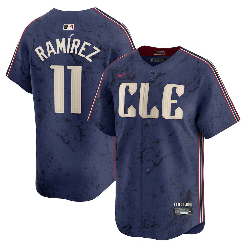 Men's Nike Cleveland Guardians #11 Jose Ramirez Nike Navy City Connect Limited Jersey