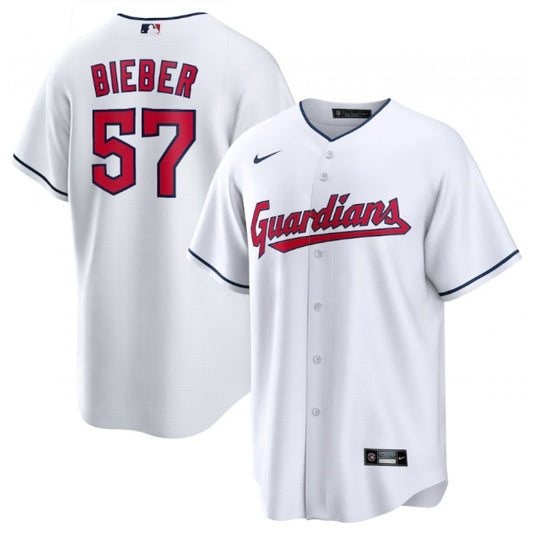 Nike Men's Cleveland Guardians #57 Shane Bieber Stitched Jersey