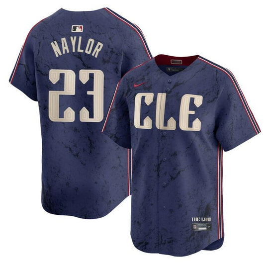 Nike Men's Cleveland Guardians #23 Bo Naylor Navy City Connect Limited Stitched Jersey