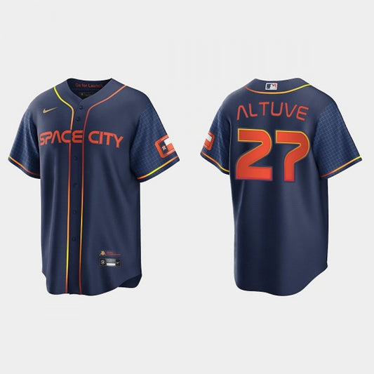 Nike Men's Houston Astros #27 Jose Altuve Navy City Connect Limited Baseball Jersey