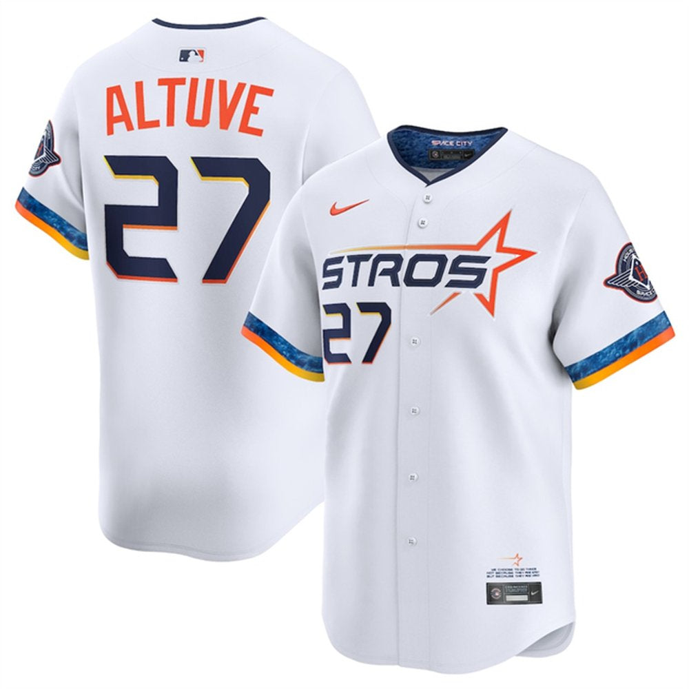 Nike Men's Houston Astros #27 Jose Altuve White 2025 City Connect Limited Stitched Jersey