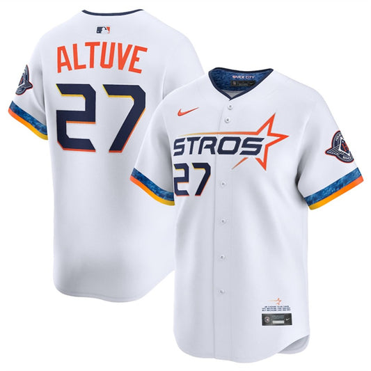 Nike Men's Houston Astros #27 Jose Altuve White 2025 City Connect Limited Stitched Jersey