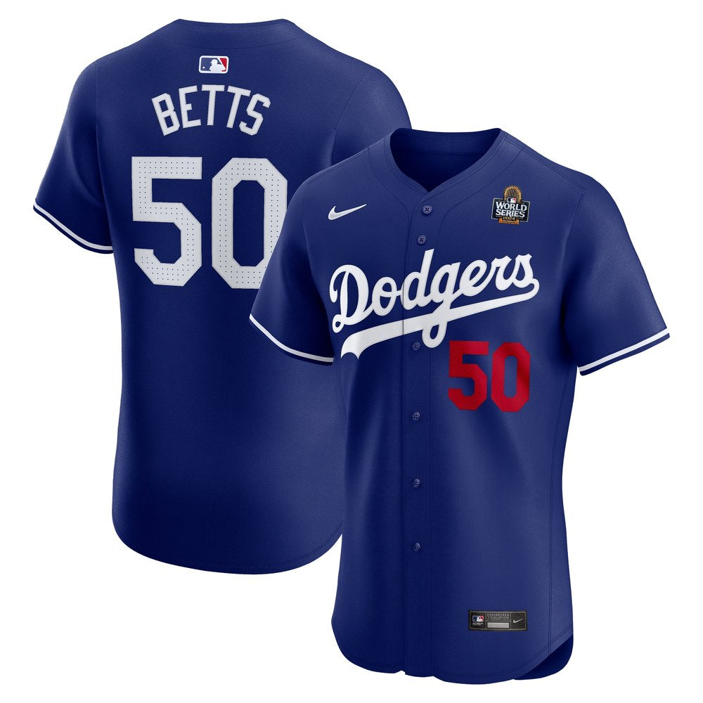 Men's Los Angeles Dodgers Mookie Betts Nike 2024 World Series Road Elite Player Jersey