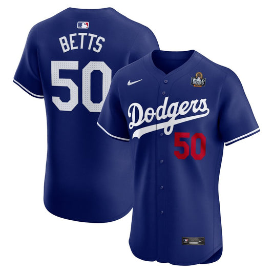 Men's Los Angeles Dodgers Mookie Betts Nike 2024 World Series Road Elite Player Jersey