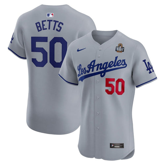 Men's Los Angeles Dodgers Mookie Betts Nike 2024 World Series Road Elite Player Jersey