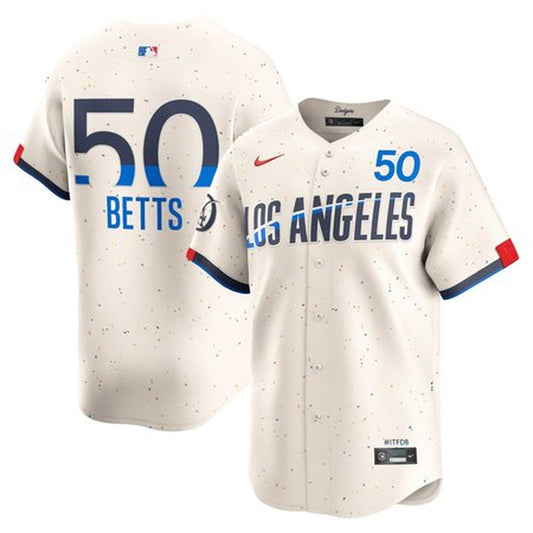 Men's Los Angeles Dodgers Mookie Betts Nike Cream 2024 City Connect Limited Jersey