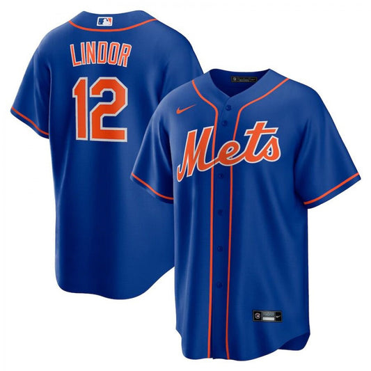 Nike Men's New York Mets #12 Francisco Lindor Stitched Replica Jersey
