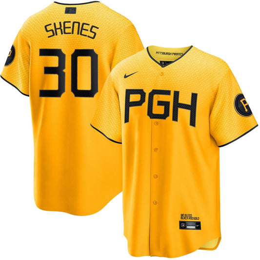 Nike Men's Pittsburgh Pirates #30 Paul Skenes Gold City Connect Stitched Jersey
