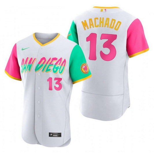 Nike Men's San Diego Padres #13 Manny Machado 2022 White City Connect Stitched Jersey