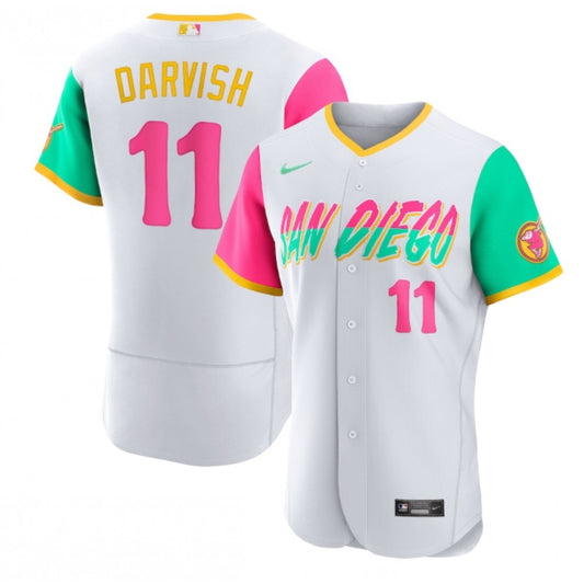 Nike Men's San Diego Padres #11 Yu Darvish 2022 White City Connect Stitched Baseball Jersey