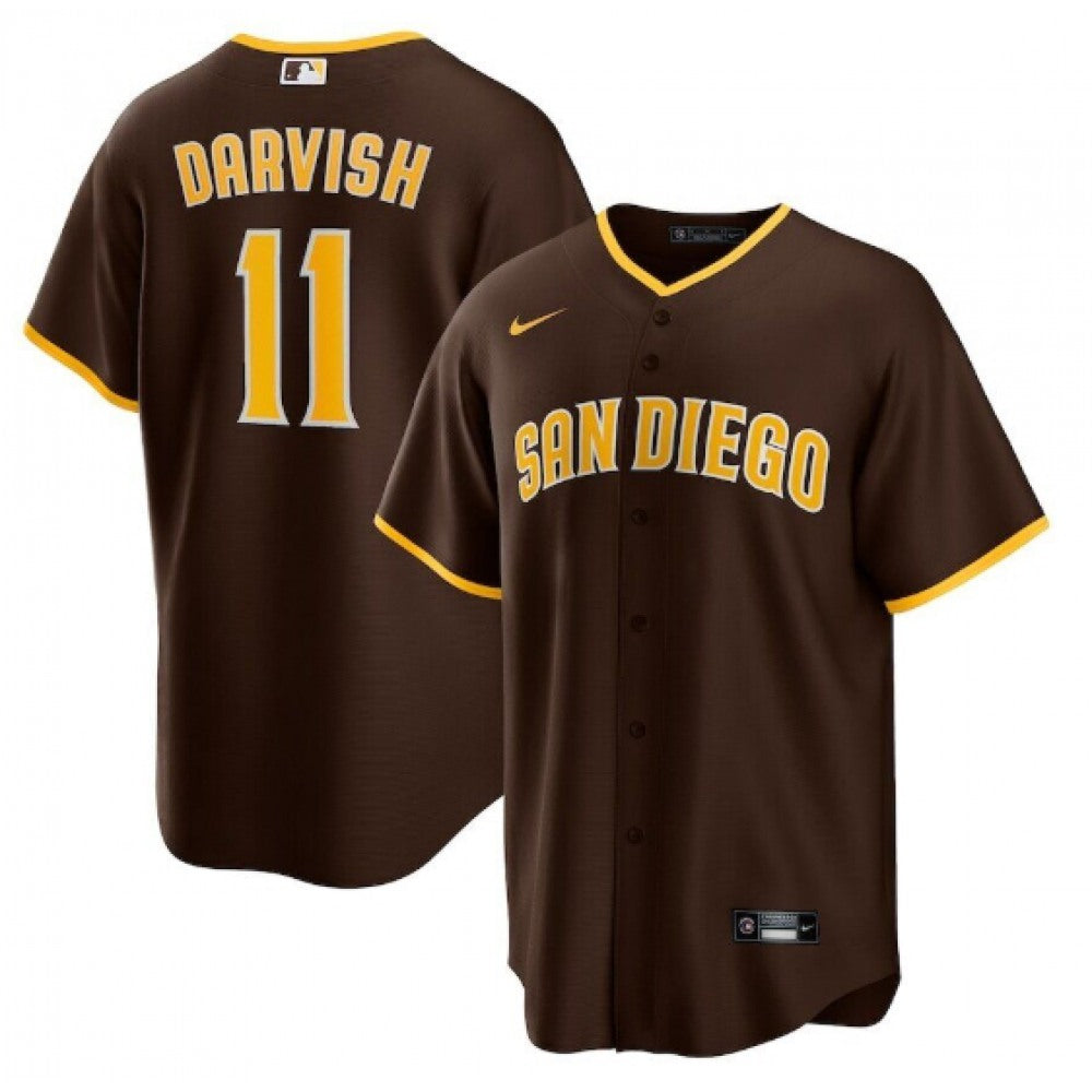 Nike Men's San Diego Padres #11 Yu Darvish Brown Stitched Jersey