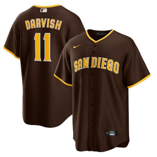Nike Men's San Diego Padres #11 Yu Darvish Brown Stitched Jersey