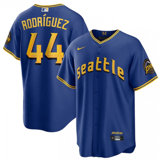 Nike Men's Seattle Mariners #44 Julio Rodriguez Royal 2023 City Connect Stitched Jersey