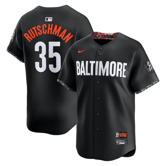 Nike Men's Baltimore Orioles #35 Adley Rutschman Black 2023 City Connect Stitched Jersey