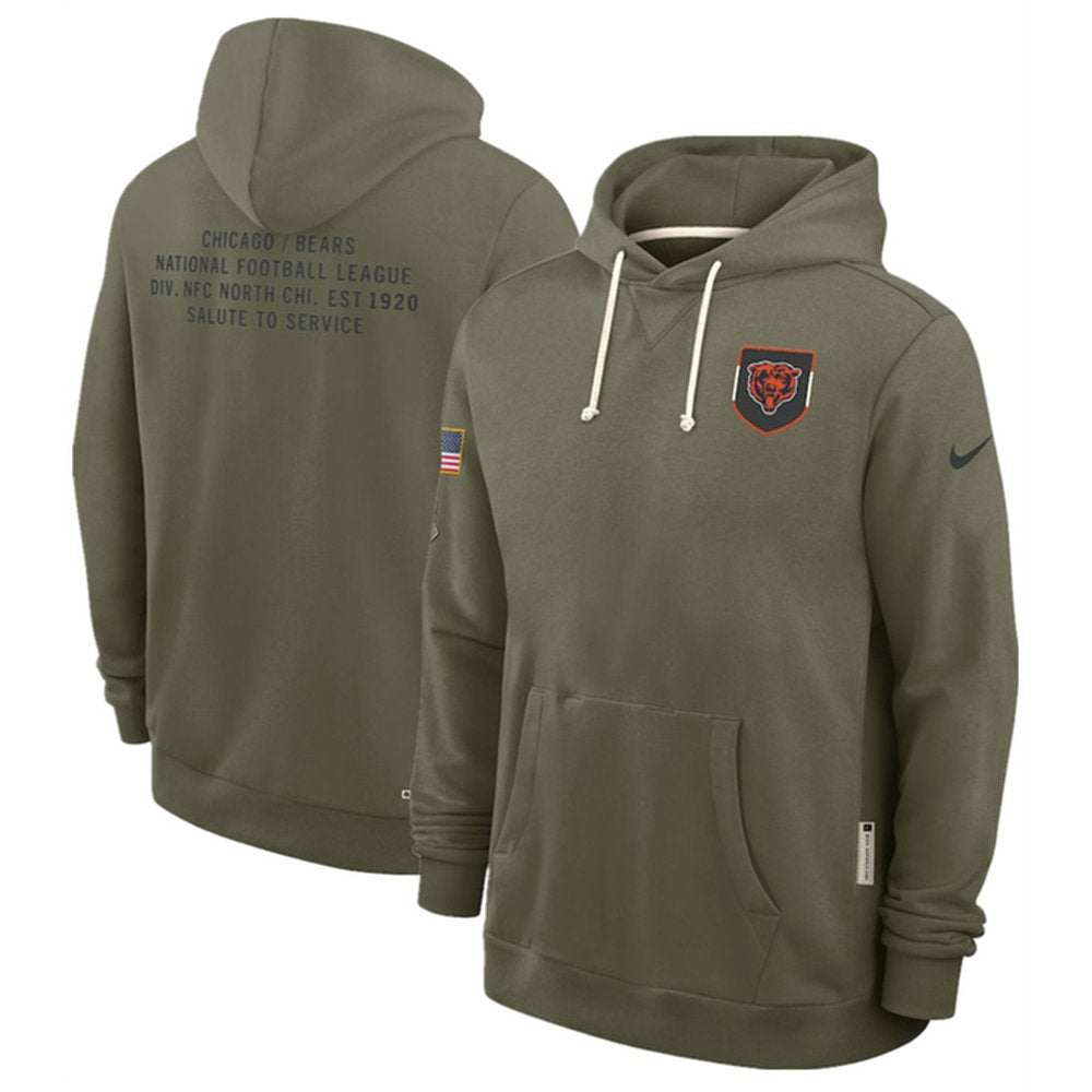 Men's Chicago Bears Olive 2025 Salute to Service Pullover Hoodie