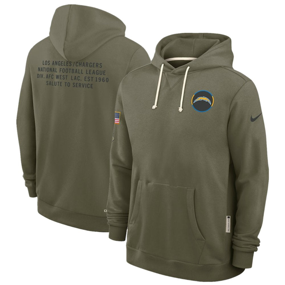 Men's Los Angeles Chargers Olive 2025 Salute to Service Pullover Hoodie