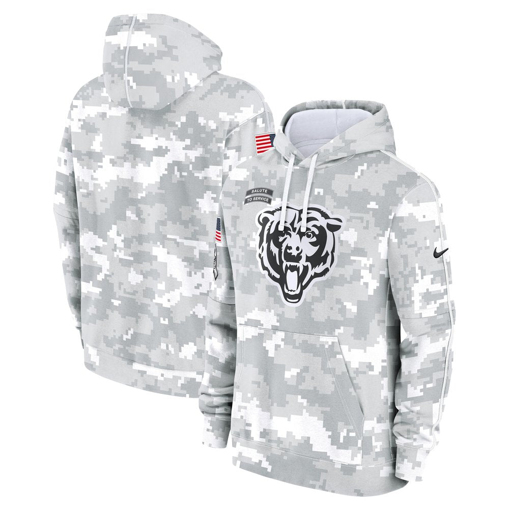 Men's Chicago Bears Nike Arctic Camo Salute to Service Club Fleece Pullover Hoodie