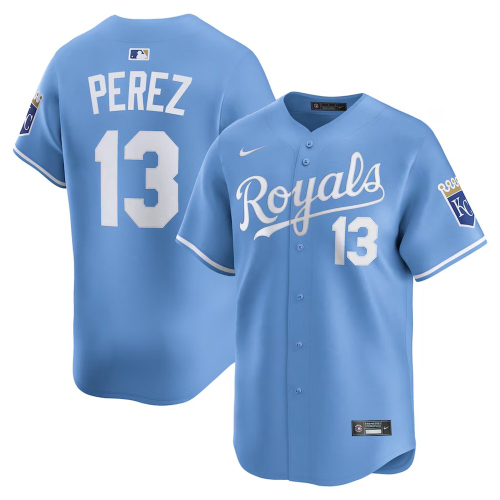 Men's Kansas City Royals #13 Salvador Perez Home Alternate Nike Limited Jersey