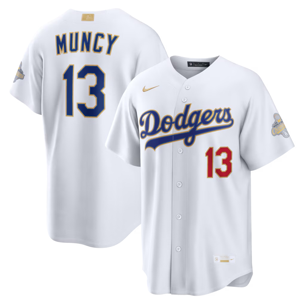 Men's Los Angeles Dodgers #13 Max Muncy Nike White 2026 Gold Collection Stadium Jersey