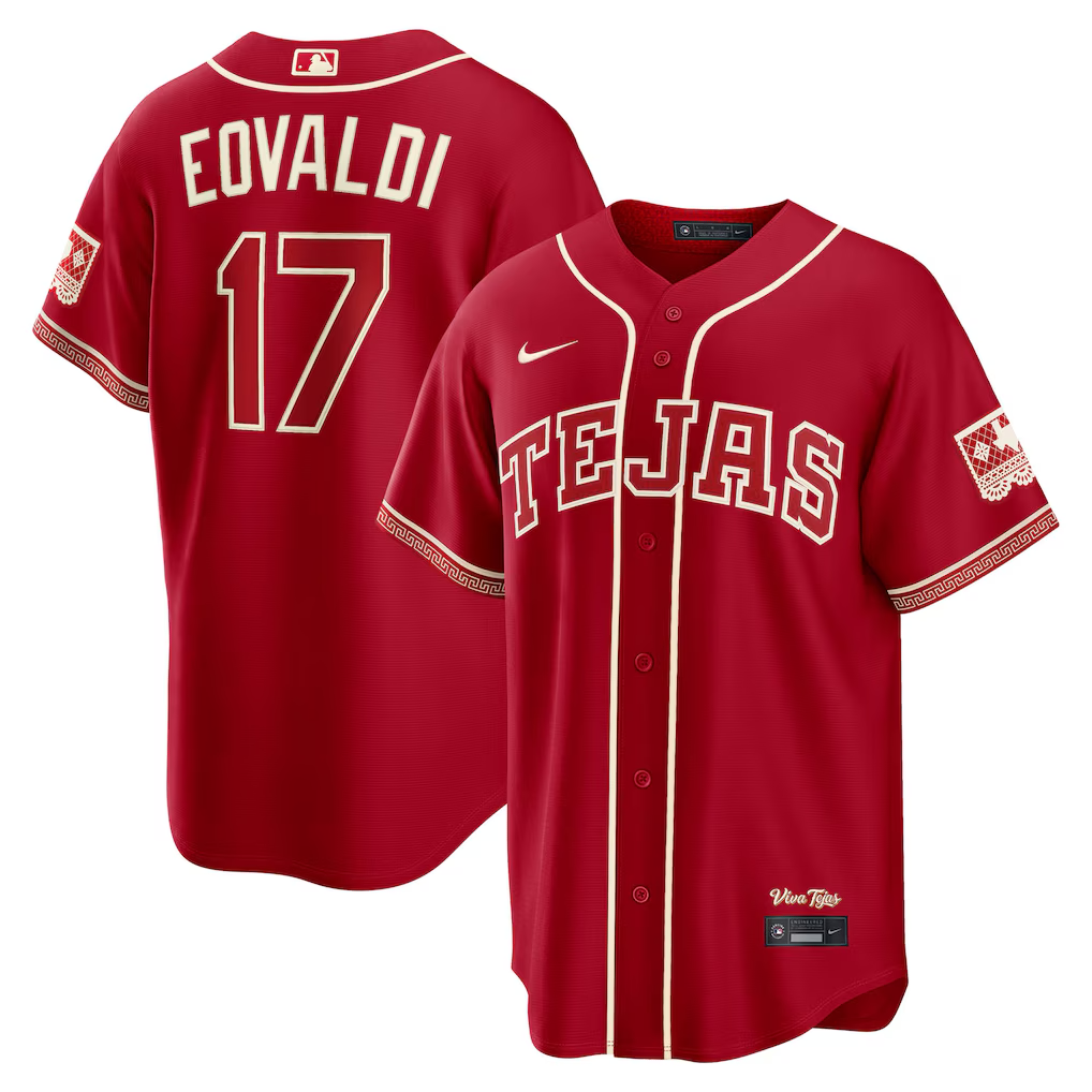 Men's Texas Rangers #17 Nathan Eovaldi Red 2026 City Connect Stitched Jersey