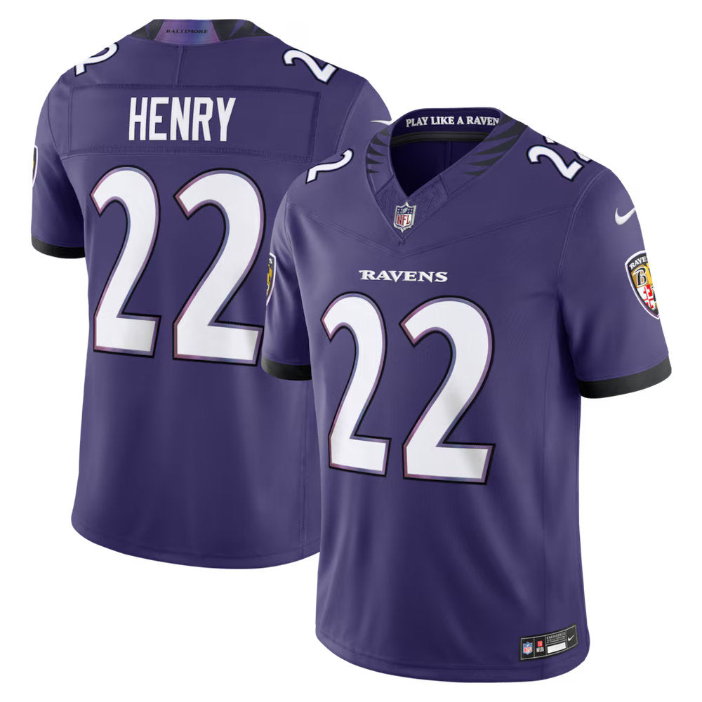 Men's Baltimore Ravens #22 Derrick Henry 2026 Nike Vapor F.U.S.E. Sewn Down Limited Jersey