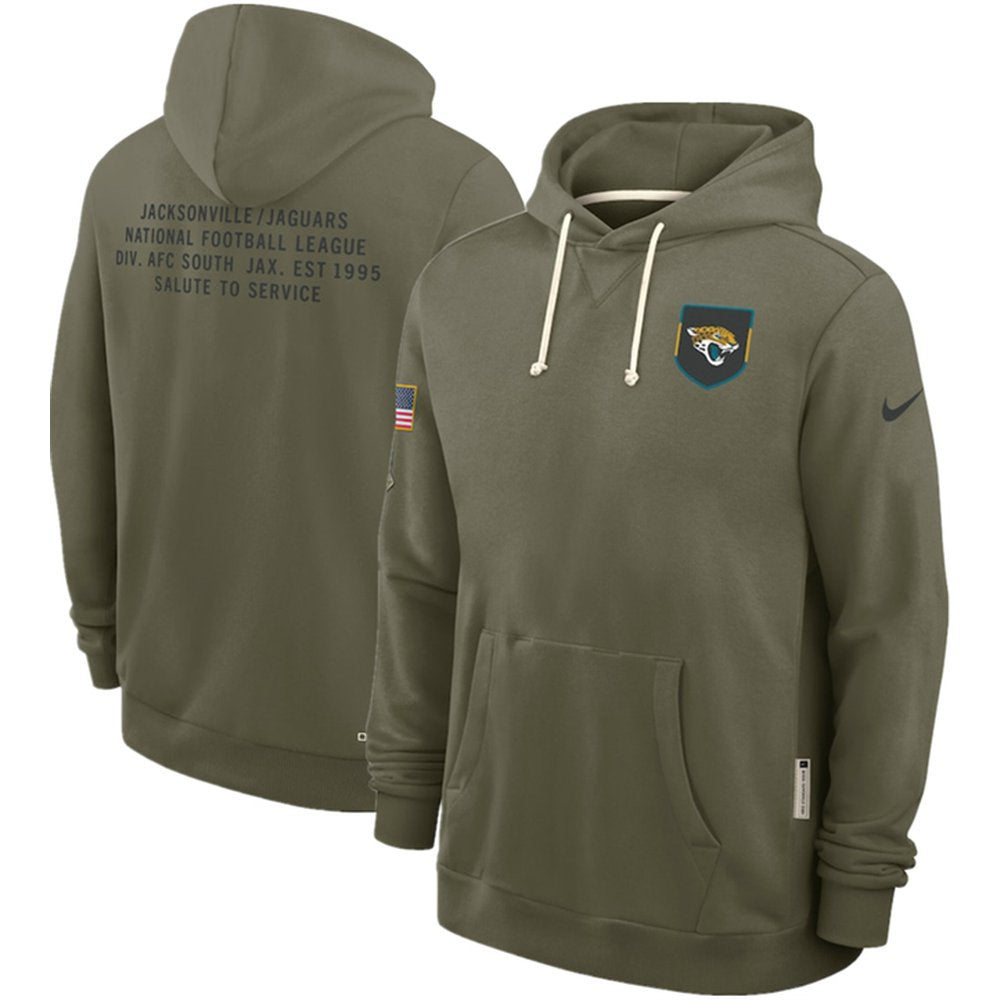 Men's Jacksonville Jaguars Olive 2025 Salute to Service Pullover Hoodie