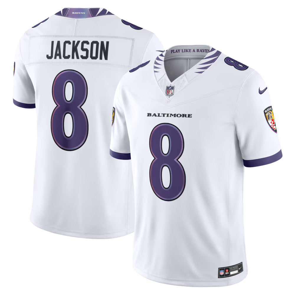 Men's Baltimore Ravens #8 Lamar Jackson 2026 Nike Vapor F.U.S.E. Sewn Down Limited Jersey