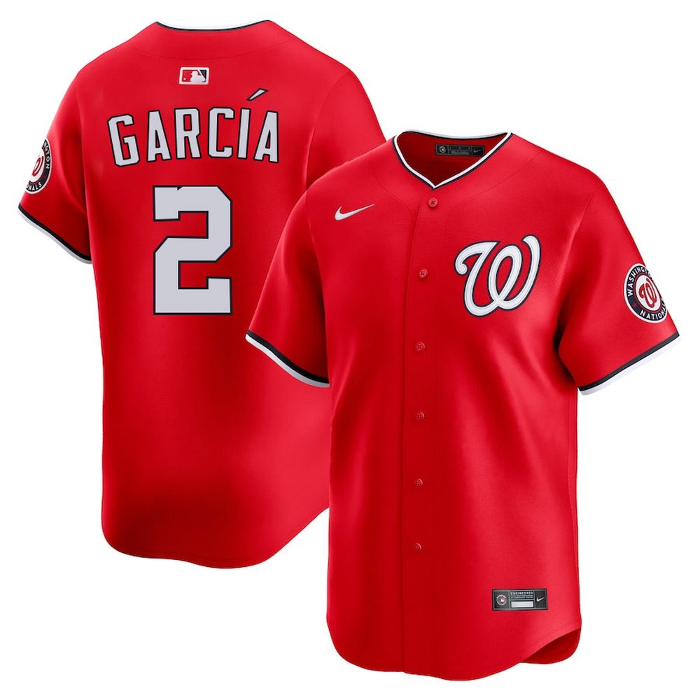 Men's Washington Nationals #2 Luis Garcia Red 2nd Alternate Home Limited Player Jersey