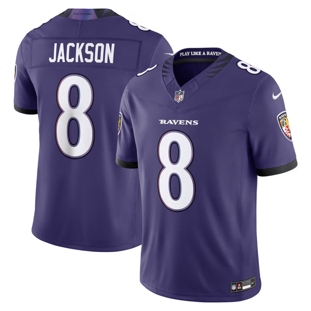 Men's Baltimore Ravens #8 Lamar Jackson 2026 Nike Vapor F.U.S.E. Sewn Down Limited Jersey