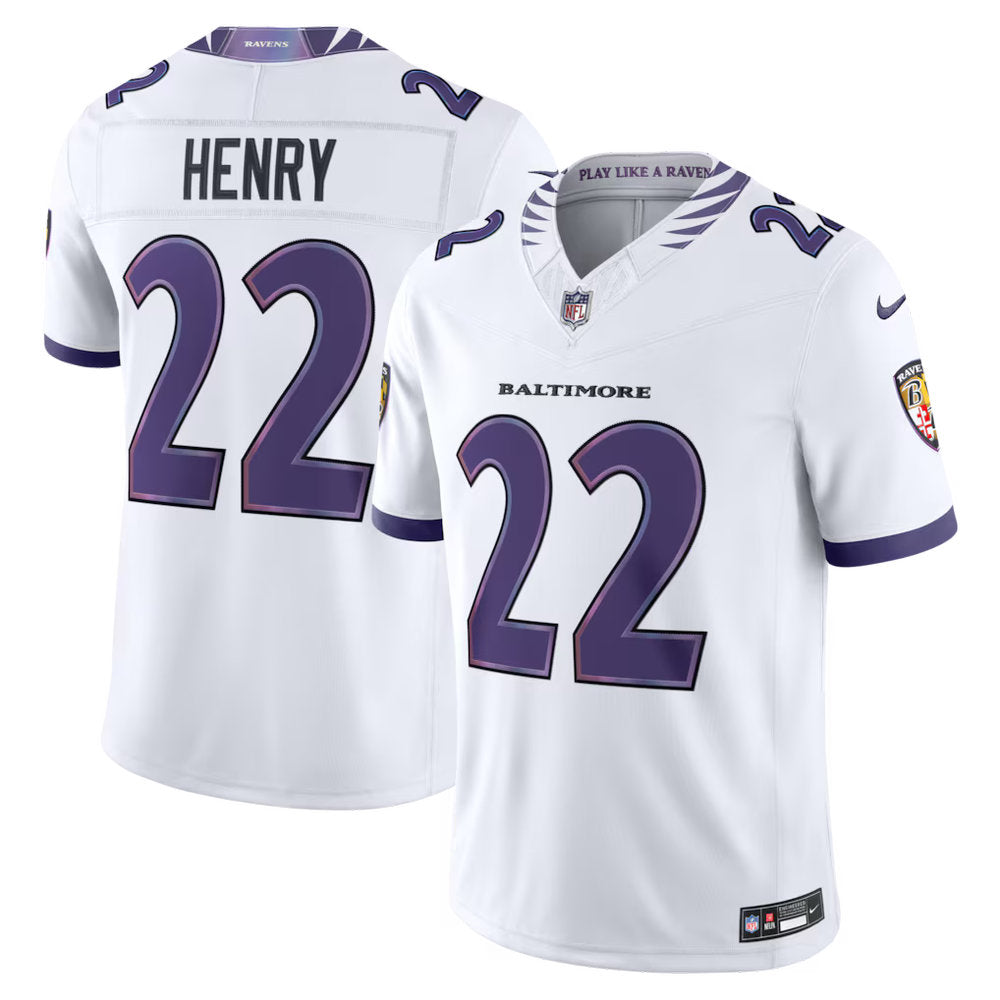 Men's Baltimore Ravens #22 Derrick Henry 2026 Nike Vapor F.U.S.E. Sewn Down Limited Jersey