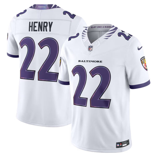 Men's Baltimore Ravens #22 Derrick Henry 2026 Nike Vapor F.U.S.E. Sewn Down Limited Jersey