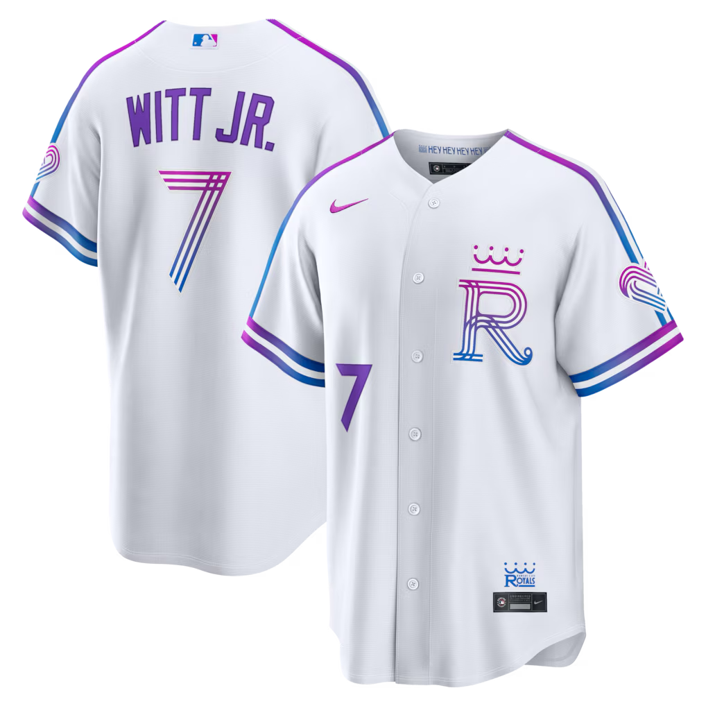 Men's Kansas City Royals #7 Bobby Witt Jr. White 2026 City Connect Stitched Jersey